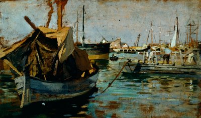 Aan het werk in de haven van Livorno (Leghorn) door Francesco Gioli