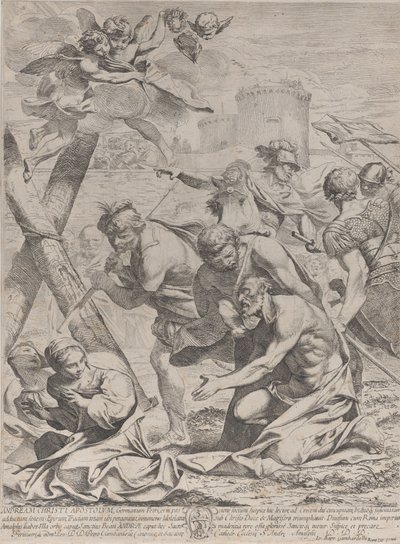 Sint Andreas biddend voor een kruisbeeld, 1640-70 door Francesco Giovani