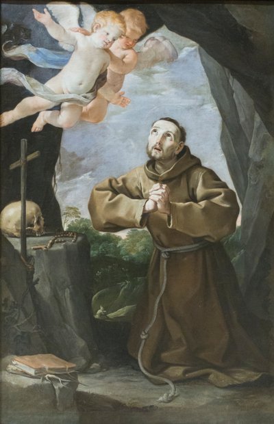 Sint Franciscus aanbidt het kruis, c.1630-40 door Francesco Giovanni Gessi