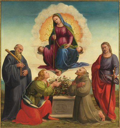 Madonna delle Cintola met Heiligen Benedictus, Thomas, Franciscus en Julianus door Francesco Granacci