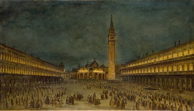 Een nachtelijke processie op het Piazza San Marco, ca. 1755 door Francesco Guardi