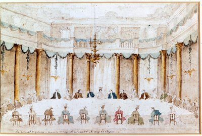 Banket voor het huwelijk van Polignac. Tekening door Francesco Guardi (1712 - 1793) door Francesco Guardi