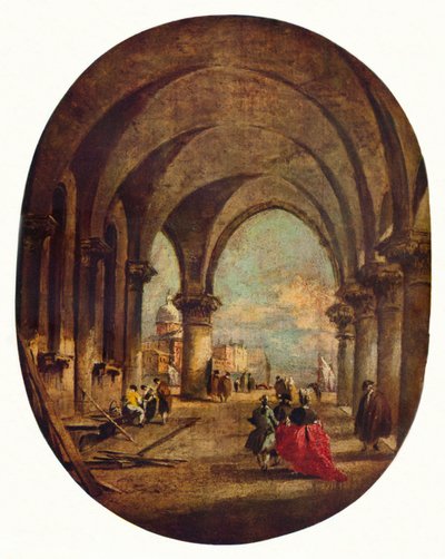 Capriccio met de arcade van het Dogepaleis en San Giorgio Maggiore, late jaren 1780, 1930 door Francesco Guardi