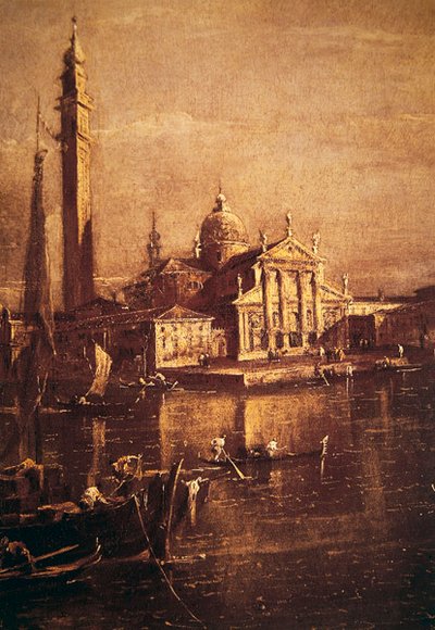 Kerk van San Giorgio en de Campanile, detail van Het Bekken van het Sint-Marcoplein, c.1774 door Francesco Guardi