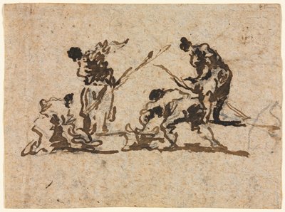 Boeren en vissers aan het werk, 18e eeuw door Francesco Guardi