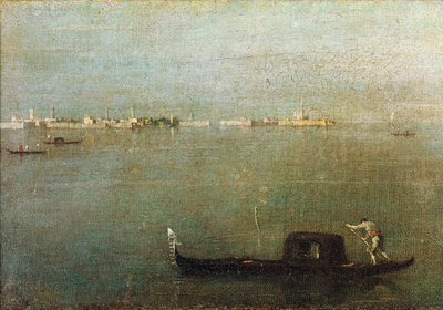 Gondel op de lagune, Grijze Lagune c. 1765 door Francesco Guardi