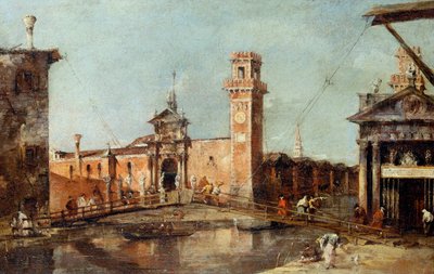De ingang van het arsenaal in Venetië door Francesco Guardi