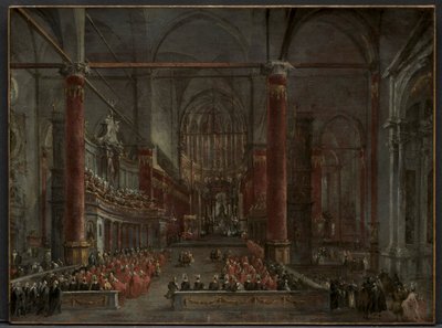 Pontificale ceremonie in SS. Giovanni e Paolo, Venetië, 1782, ca. 1783 door Francesco Guardi