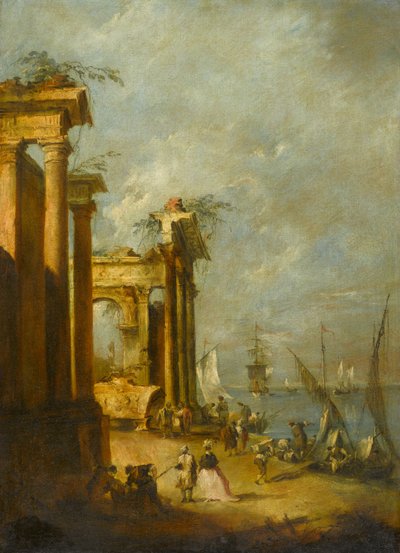 Romeinse ruïnes bij de lagune, ca. 1765-1775 door Francesco Guardi