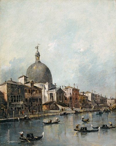 De kerk van San Simeone Piccolo aan het Canal Grande, Venetië door Francesco Guardi