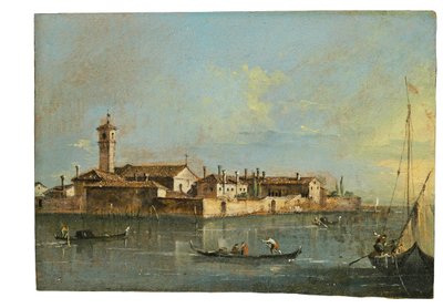 Het eiland Lazzaretto Vecchio, Venetië door Francesco Guardi