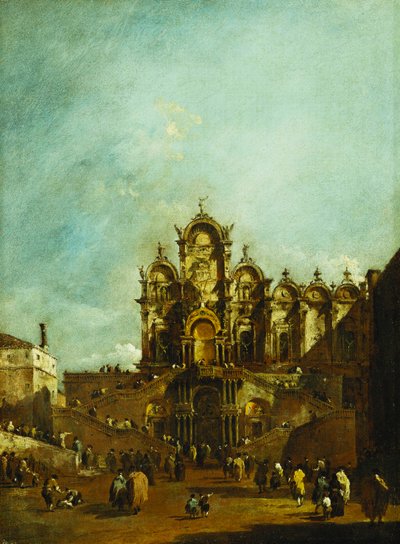 De Loggia Opgericht in Campo San Zanipolo, Venetië, voor de Zegen van Paus Pius VI in 1782 door Francesco Guardi