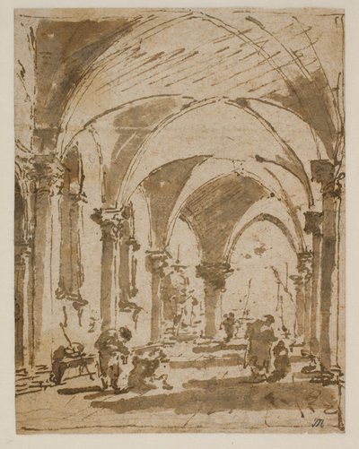 De arcade van het Dogepaleis richting de Piazzetta door Francesco Guardi
