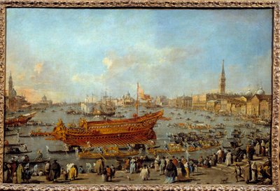 Het vertrek van de Bucentaur naar het Lido van Venetië op Hemelvaartsdag Schilderij door Francesco Guardi (1712-1793) 1766-1770 door Francesco Guardi