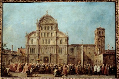 De processie van de Doge van Venetië naar de Kerk van San Zaccaria op Paaszondag (1763) door Francesco Guardi