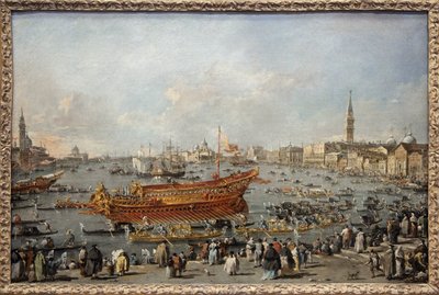 Het vertrek van de Bucentaurus naar het Lido van Venetië op Hemelvaartsdag, de Doge neemt deel aan het grote evenement van de Hemelvaartsvieringen, het huwelijk van Venetië met de Adriatische Zee ter herdenking van de verovering van Dalmatië in de 14e eeuw door Francesco Guardi