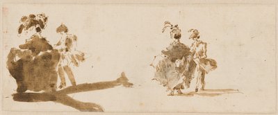 Twee elegante koppels [verso] door Francesco Guardi