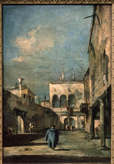Venetiaanse binnenplaats door Francesco Guardi