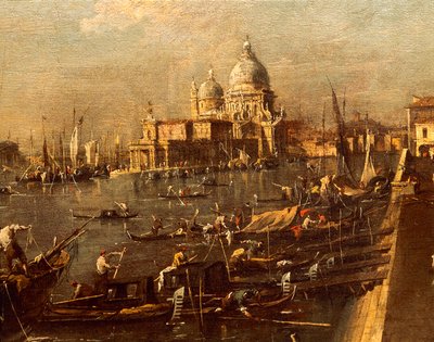 Uitzicht op Molo richting Santa Maria della Salute door Francesco Guardi