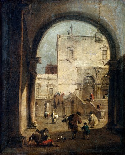 Uitzicht op een Plein en een Paleis, tussen 1775 en 1780 door Francesco Guardi