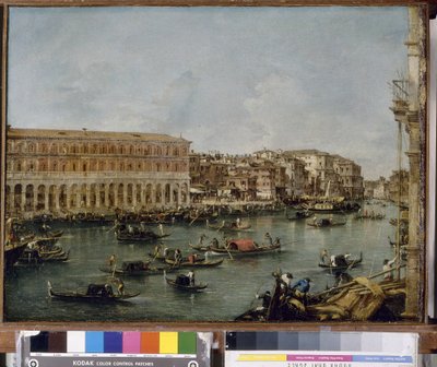 Uitzicht op het Canal Grande met de Fabbriche Nuove di Rialto, 1756-60 door Francesco Guardi