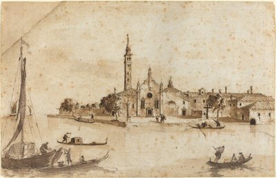 Het Eiland van Madonna della Grazia door Francesco Guardi and Giacomo Guardi