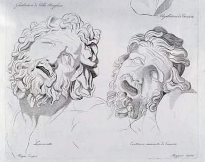 Hoofden van Laocoon en stervende centaur door Canova door Francesco Hayez
