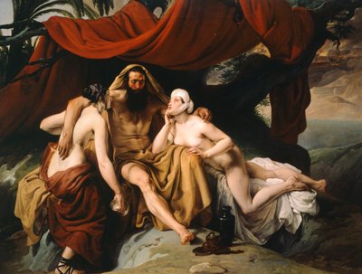 Lot en zijn dochters, door Francesco Hayez door Francesco Hayez