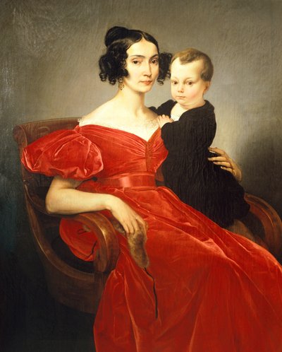 Portret van Teresa Zumali Marsili met haar zoon Giuseppe door Francesco Hayez