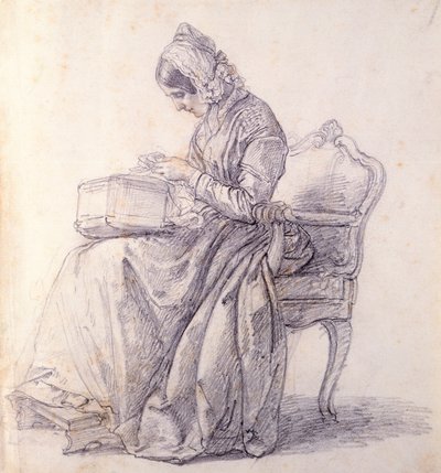 Portret van zijn vrouw, tekening door Francesco Hayez