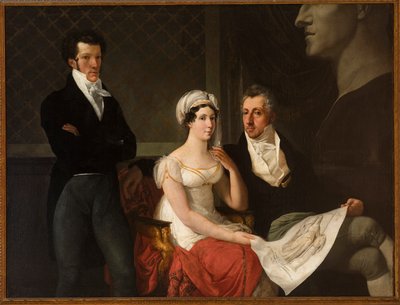Portret van de familie Cicognara, met de buste van Antonio Canova door Francesco Hayez (1791-1882) door Francesco Hayez
