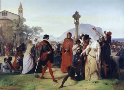 Siciliaanse Vespers: Paasdinsdag - De Franse slachtingen door de Sicilianen door Francesco Hayez