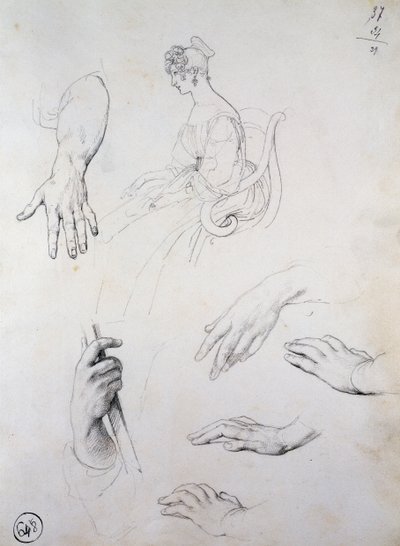 Studie voor Portret van Cristina Trivulzio Belgiojoso door Francesco Hayez