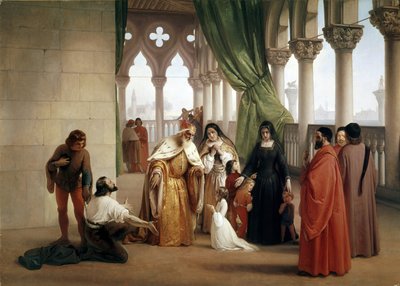 De Twee Foscari: Francesco Foscari, Doge van Venetië die zijn zoon Jacopo verbant op beschuldiging van verraderlijke correspondentie tijdens ballingschap door Francesco Hayez