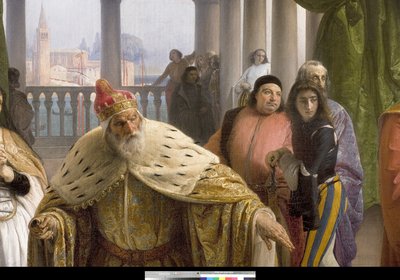 De laatste ontmoeting tussen Jacopo Foscari en zijn familie voor zijn verbanning door Francesco Hayez