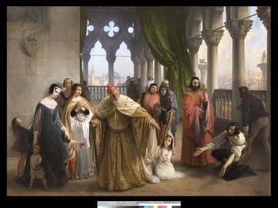 De laatste ontmoeting tussen Jacopo Foscari en zijn familie voor zijn verbanning door Francesco Hayez