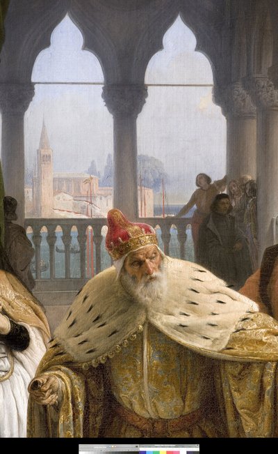 De laatste ontmoeting tussen Jacopo Foscari en zijn familie voor zijn verbanning, 1838-40 (detail) door Francesco Hayez