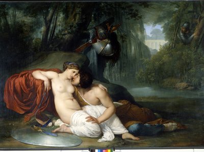 De liefde van Renaud en Armide Illustratie van een scène uit 