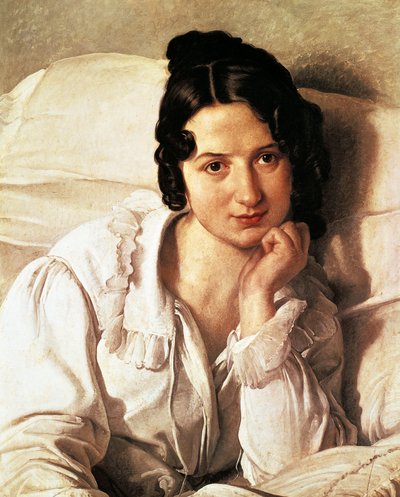 De zieke vrouw, portret van Carolina Zucchi door Francesco Hayez (1791-1882) door Francesco Hayez