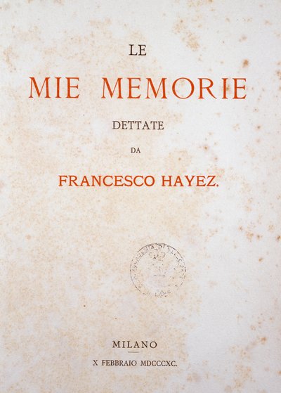 Titelpagina van Mijn Herinneringen door Francesco Hayez