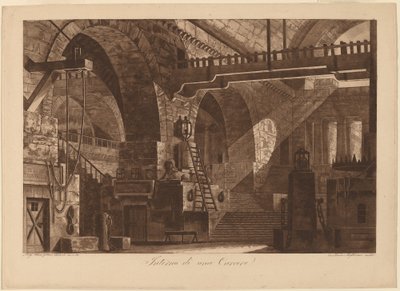 Interieur van een gevangenis door Francesco Inghirami, after Luigi Tasca