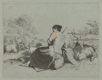 Zittende Herderin door Francesco Londonio
