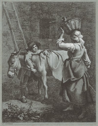 Herdersjongen spreekt met een boerendochter, 1764 door Francesco Londonio
