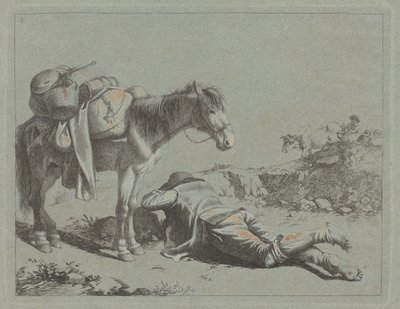 Herder in Rust bij een Pakpaard, ca. 1762 door Francesco Londonio