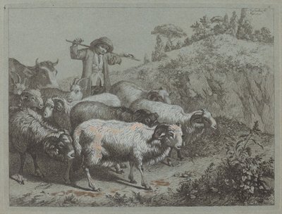 Herder met zijn kudde door Francesco Londonio