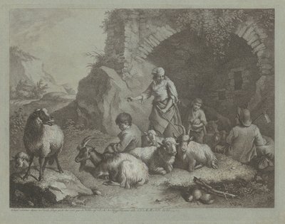 Vrouw, Herderjongens en Schapen bij een Boog door Francesco Londonio