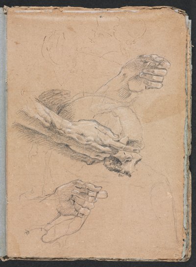 Verona schetsboek: Studie van handen en schedel pagina 21, 1760 door Francesco Lorenzi