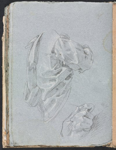 Verona Schetsboek: Draperiestudie met linkerhand (pagina 86) door Francesco Lorenzi