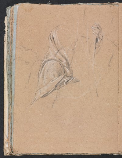 Verona Schetsboek: Draperiestudie met linkerhand pagina 56, 1760 door Francesco Lorenzi