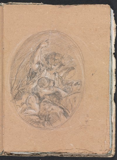 Verona Schetsboek: Figuur met kind in rondel pagina 67 door Francesco Lorenzi